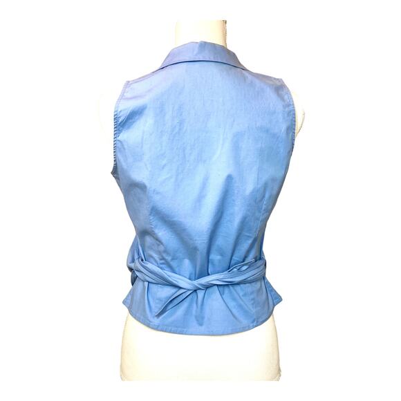 Saks Fifth Avenue Blouse Blue Wrap Tie Top Blue Size 6 - Picture 2 of 6